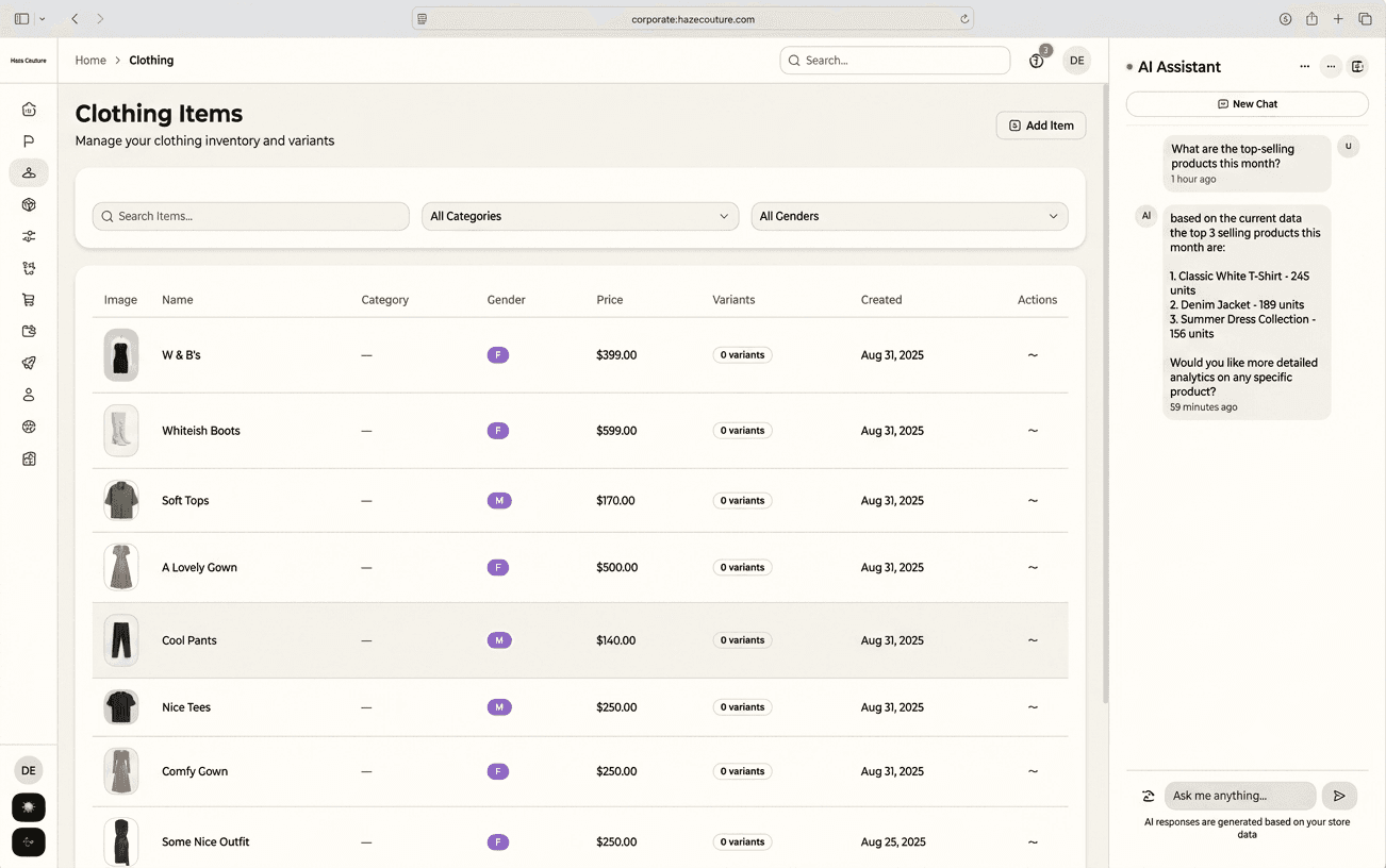 Haze Corporate dashboard preview